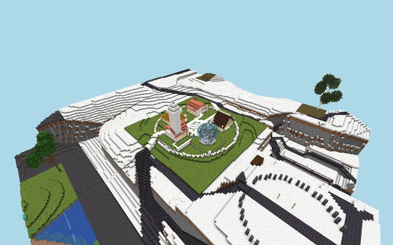 Bastión de la Aurora: vista aérea del núcleo urbano. Referencia histórica del núcleo urbano, plasmada antes de la reconstrucción de las vías actuales. Vista del mapa guardado, con iluminación simulada.