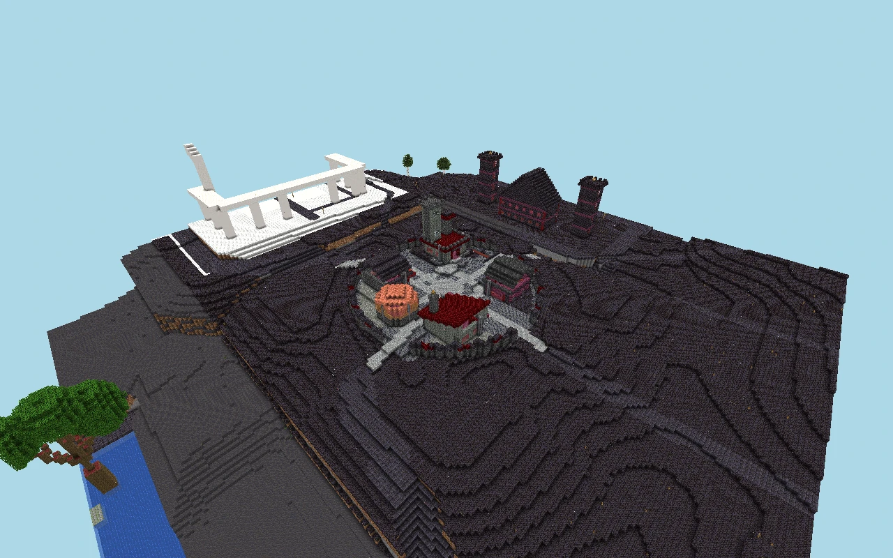 Cicatriz Citadel: aerial view of the urban core. Historical reference of the urban core, captured before the reconstruction of current roads. View of the saved map, with simulated lighting.