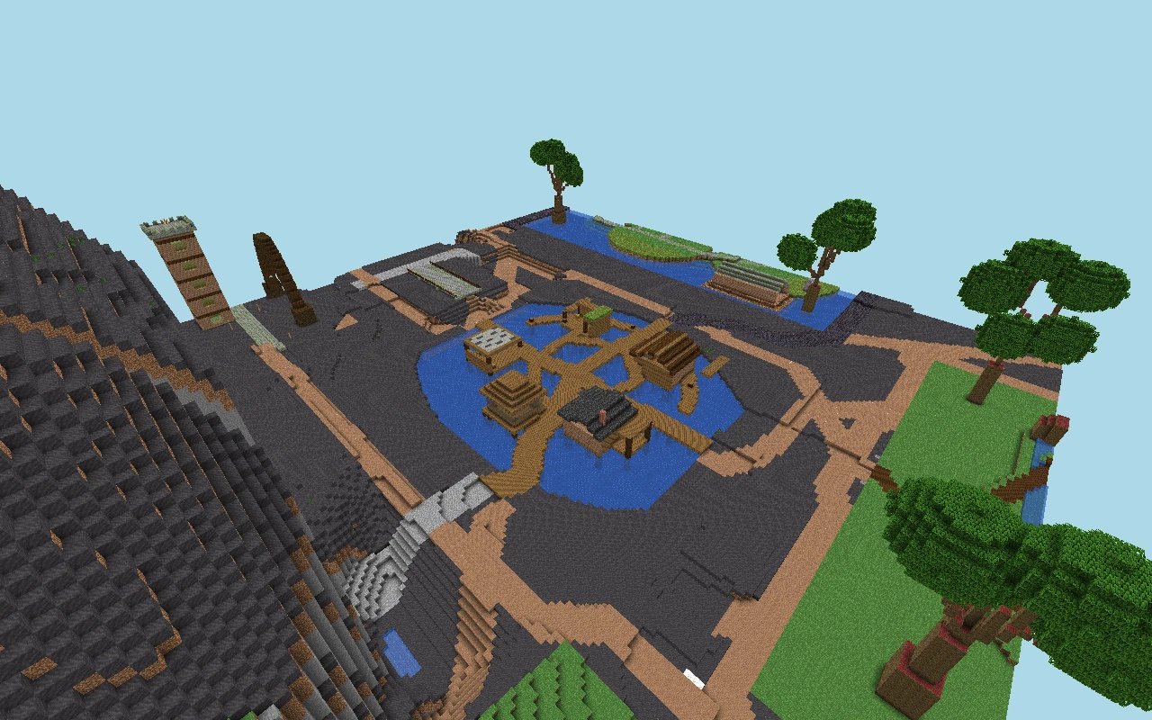 Cais do Mosso: aerial view of the urban center. Historical reference of the urban core, captured before the reconstruction of current roads. View of the saved map, with simulated lighting.