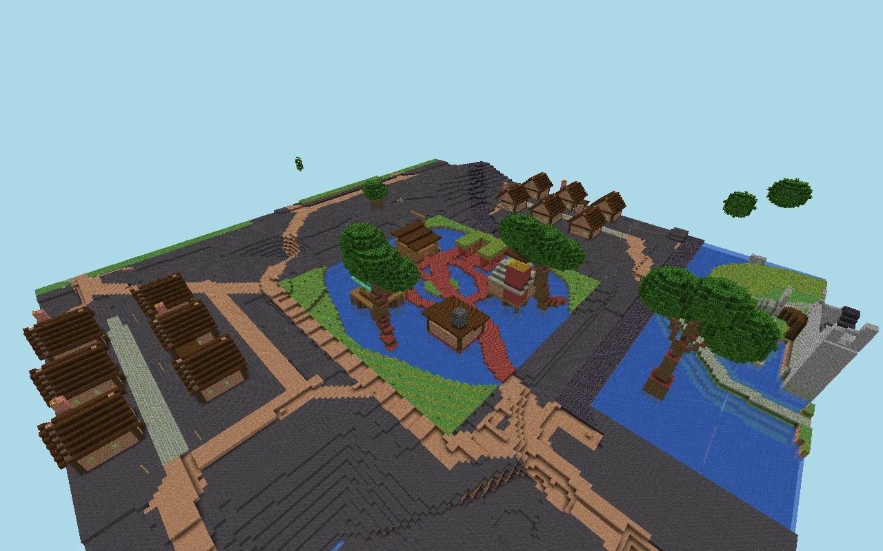 Porto das Raízes: aerial view of the urban core. Historical reference of the urban core, captured before the reconstruction of current roads. View of the saved map, with simulated lighting.