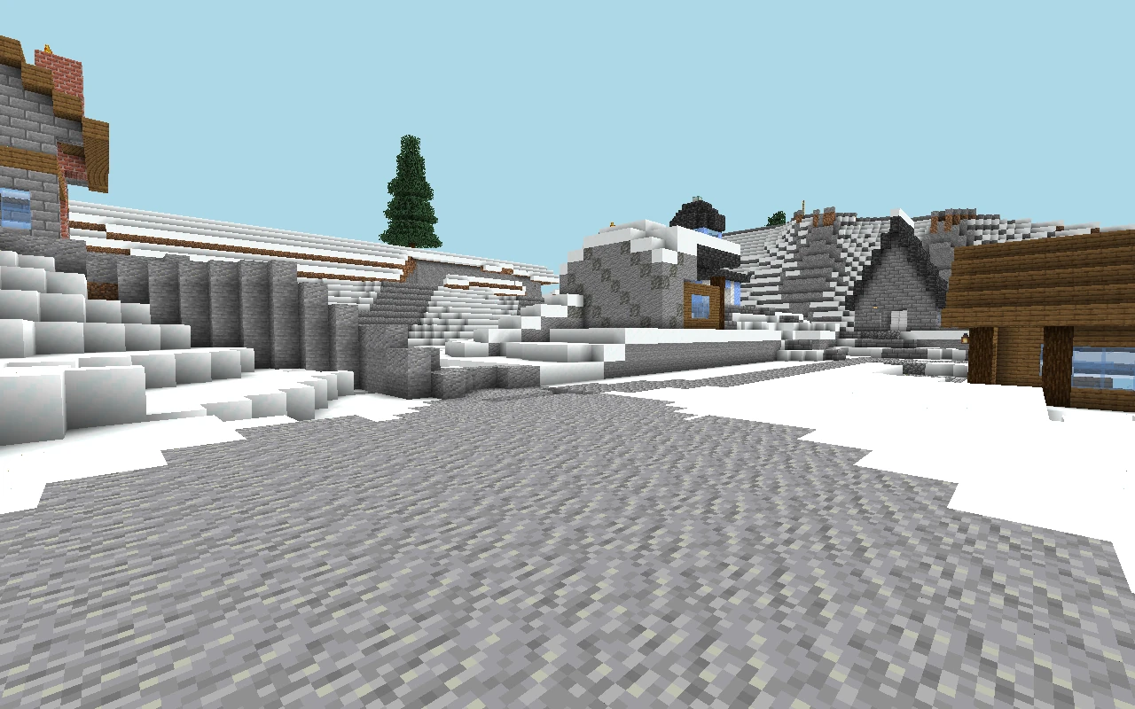 Pousada dos Picos: approach at player height. Historical reference of the urban core, captured before the reconstruction of current roads. View of the saved map, with simulated lighting.
