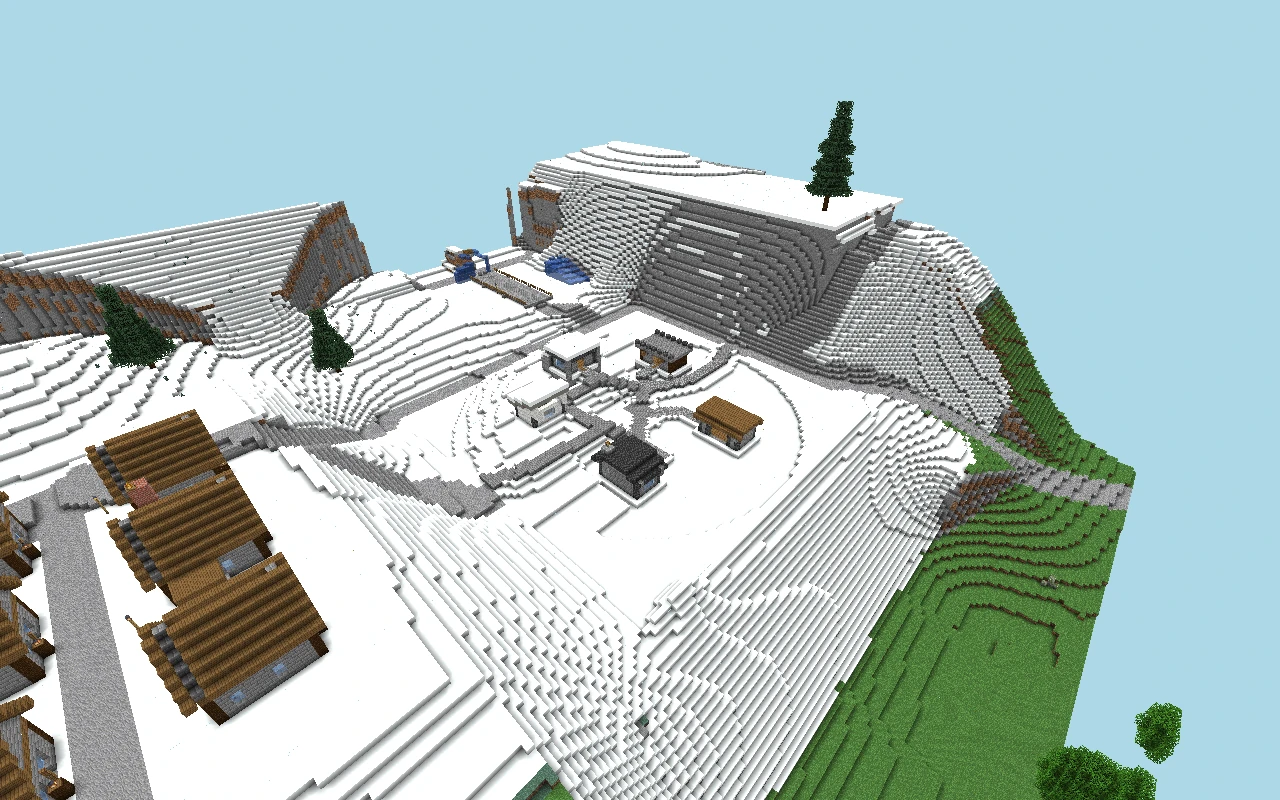 Snow Lookout: aerial view of the urban core. Historical reference of the urban core, captured before the reconstruction of current roads. View of the saved map, with simulated lighting.