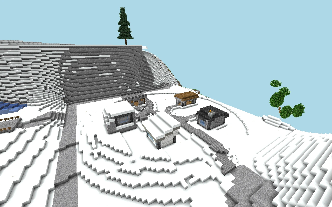 Snow Lookout: seen from medium distance. Historical reference of the urban core, captured before the reconstruction of current roads. View of the saved map, with simulated lighting.