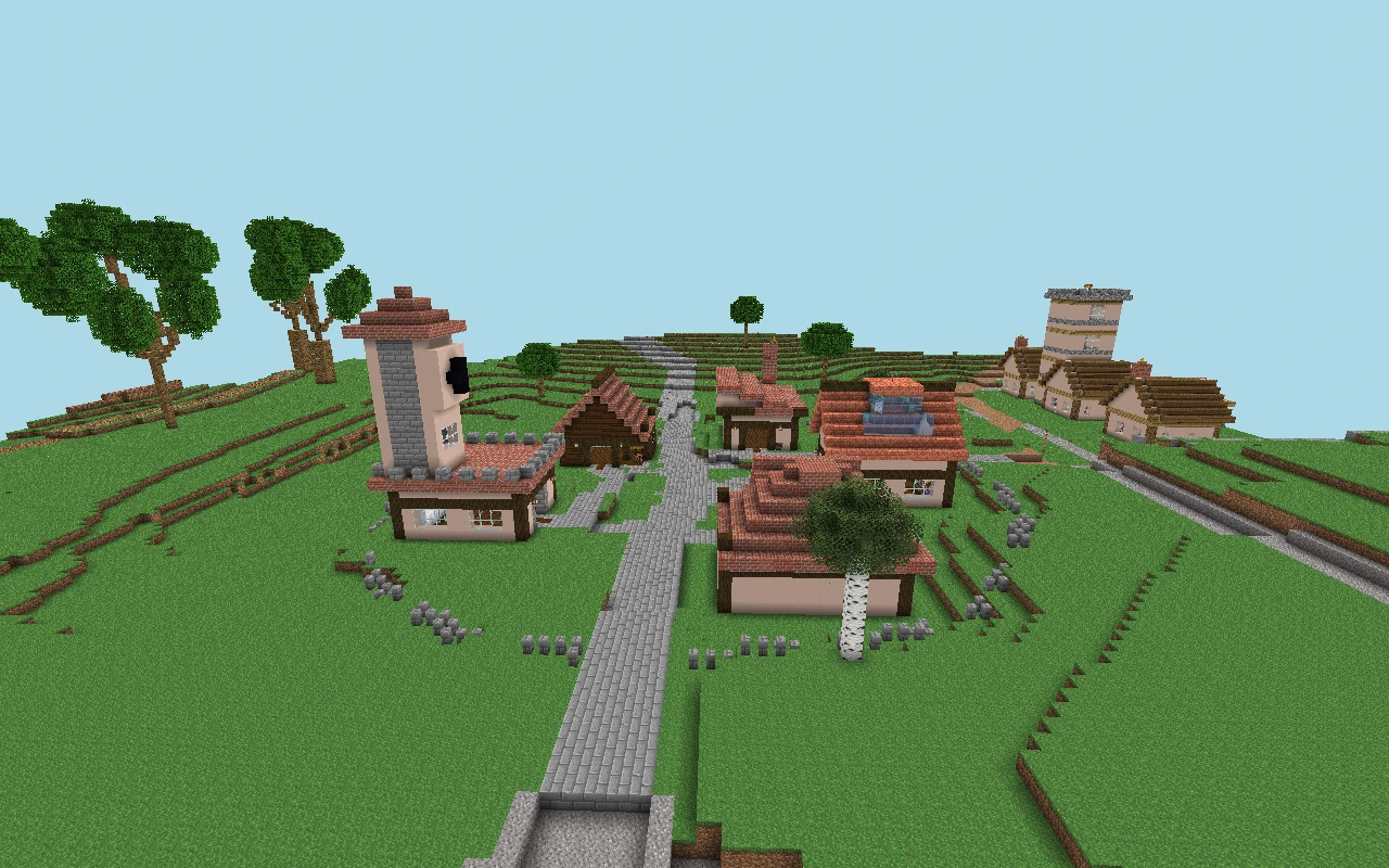 Vila Aurora: view from medium distance. Historical reference of the urban core, captured before the reconstruction of current roads. View of the saved map, with simulated lighting.