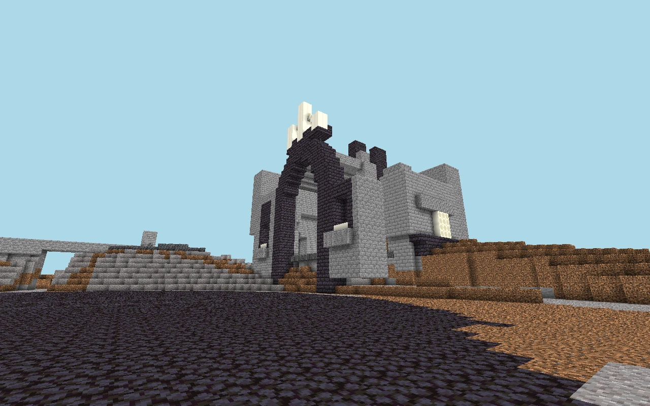 Crypt of the Buried Throne — Arriving at the gate. Rendered view of the saved map, with simulated lighting.