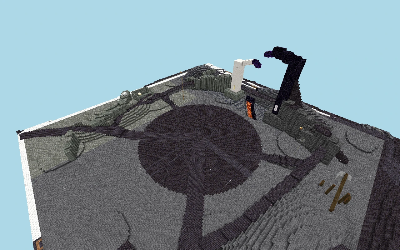 Collapsed Convergence Portal — Aerial view. Rendered view of the saved map, with simulated lighting.