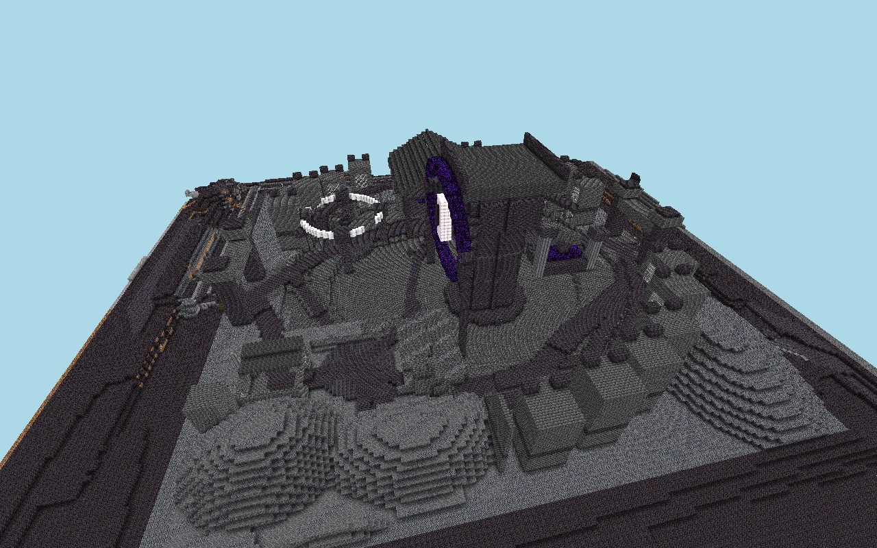 Prisión de Split Eye: vista aérea. Vista renderizada del mapa guardado, con iluminación simulada.