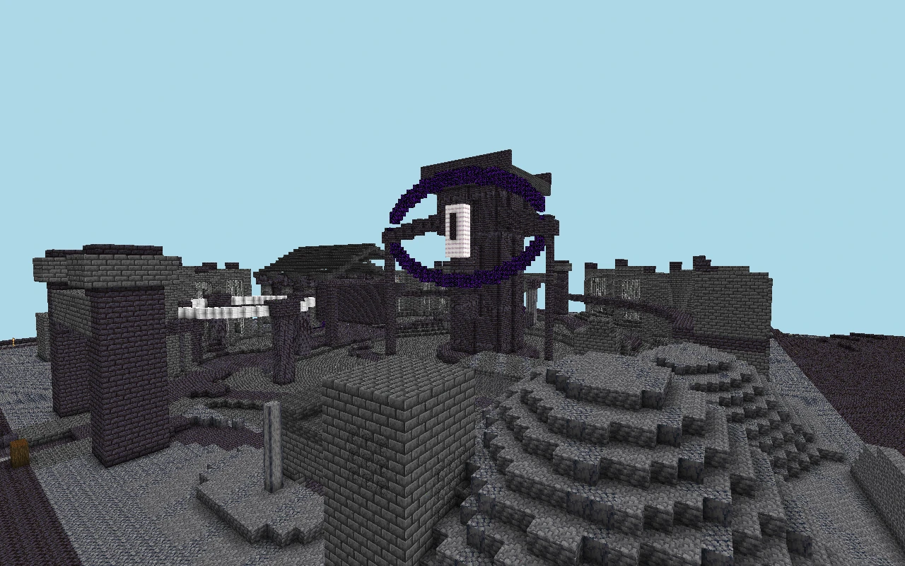 Prisión del Ojo Dividido: vista desde media distancia. Vista renderizada del mapa guardado, con iluminación simulada.